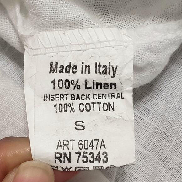 Terzo Millennio 100% Linen White Crochet Tunic Top Small High-lo Italy - Picture 7 of 10